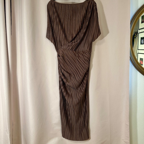 Baltic Born Winslow Chocolate Brown Pleated Dress - Picture 2 of 6